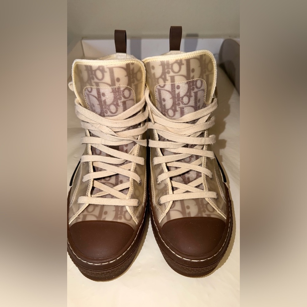 Dior B23 Oblique High-Top Sneakers – Brown/Beige Monogram - Picture 12 of 14